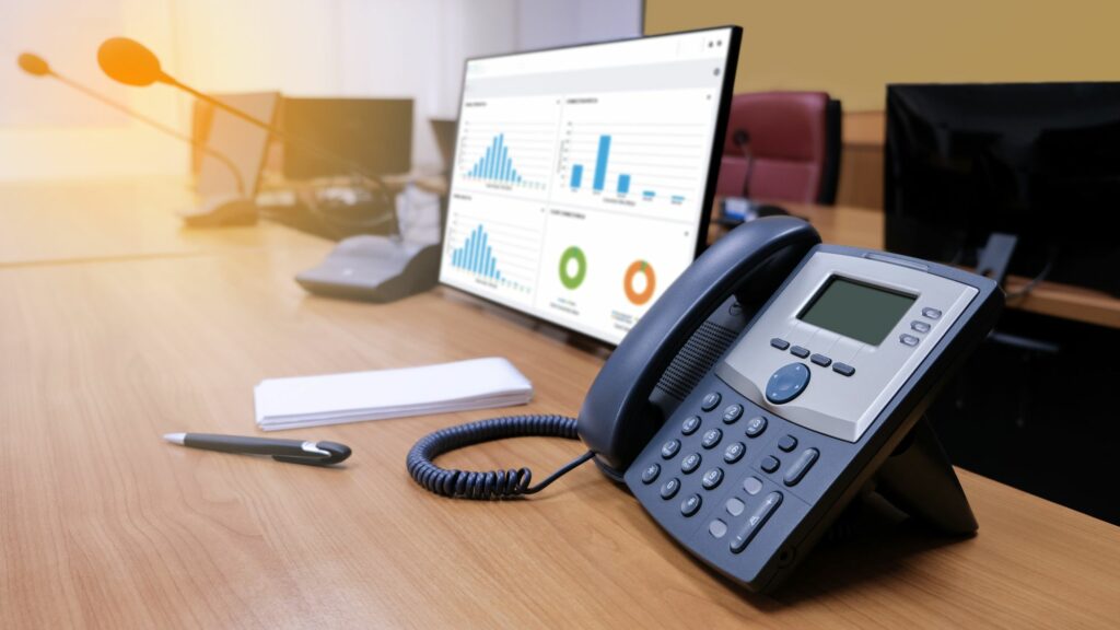 voip phone system on desk