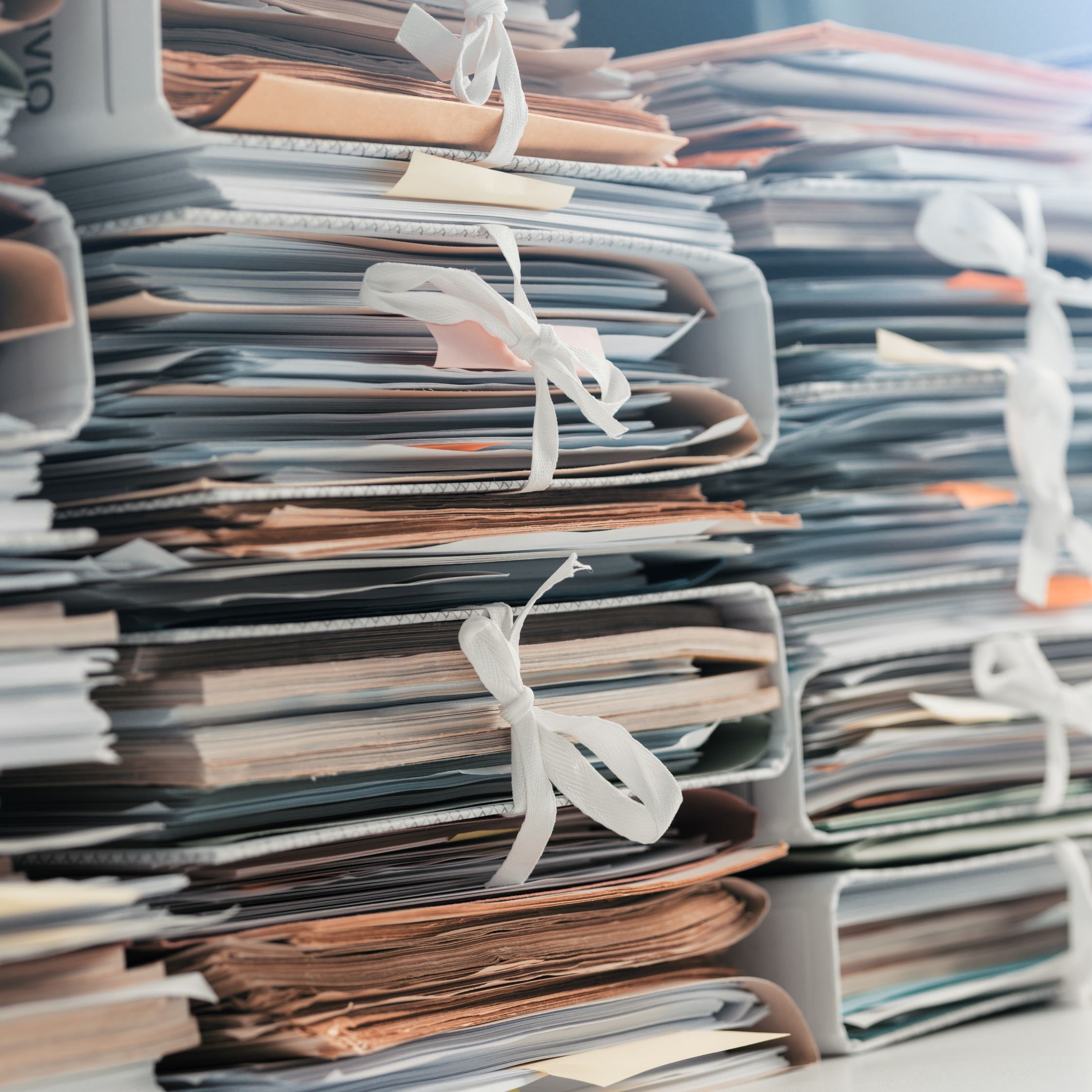 stacks of accountancy paperwork